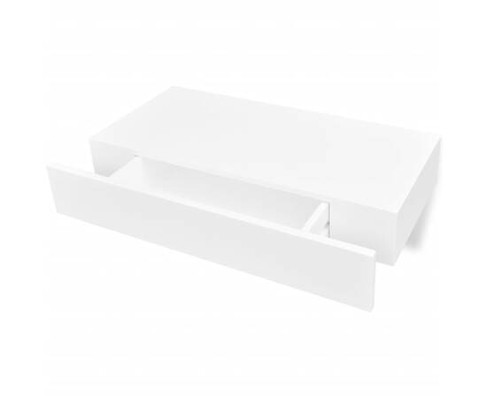 Rafturi de perete suspendate cu sertare, 2 buc., alb, 48 cm, 4 image