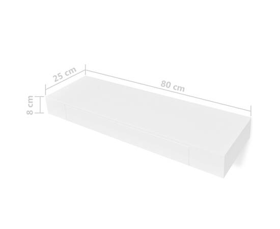 Rafturi de perete suspendate cu sertare, 2 buc., alb, 80 cm, 6 image