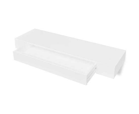 Rafturi de perete suspendate cu sertare, 2 buc., alb, 80 cm, 4 image