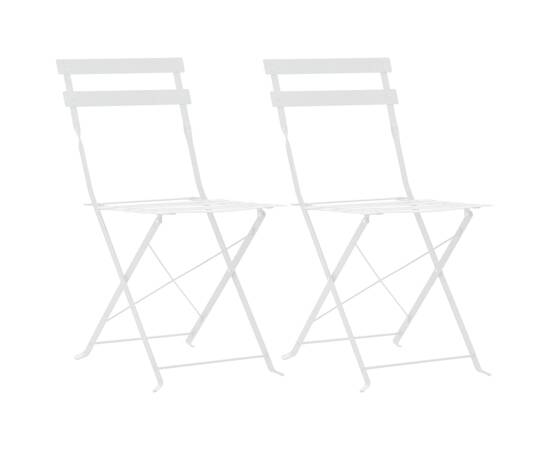 Set mobilier bistro, 3 piese, alb, oțel, 4 image