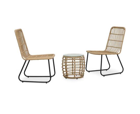 Set mobilier de bistro, 3 piese, stejar, poliratan