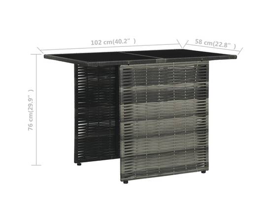 Set mobilier de bistro cu perne, 3 piese, gri, poliratan, 10 image