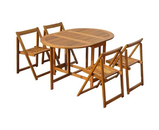 Set mobilier de exterior pliabil, 5 piese, lemn masiv de acacia