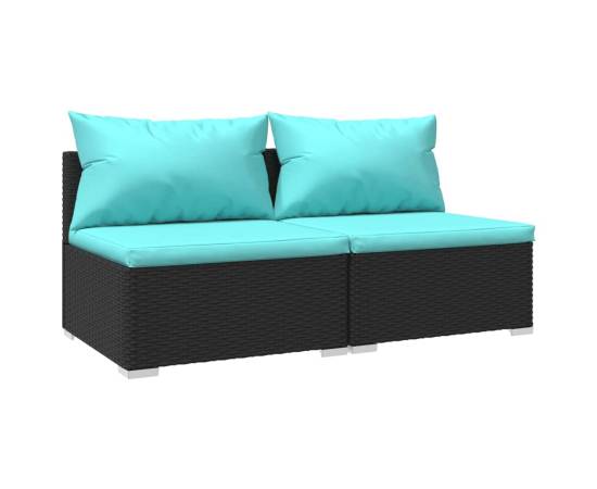 Set mobilier de grădină cu perne, 2 piese, negru, poliratan, 2 image