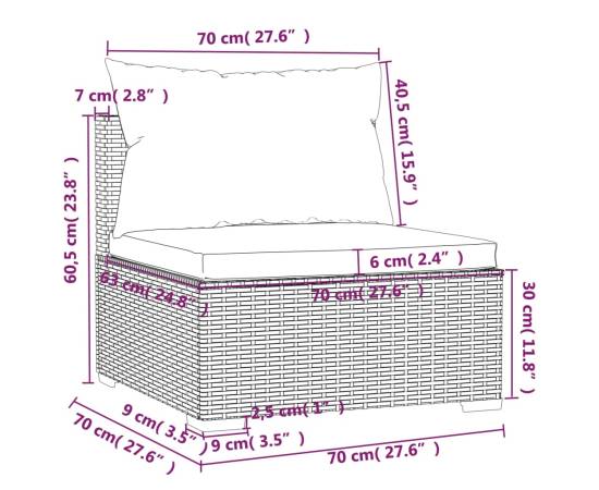 Set mobilier de grădină cu perne, 2 piese, negru, poliratan, 6 image