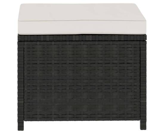 Set mobilier de grădină cu perne, 5 piese, negru, poliratan, 8 image