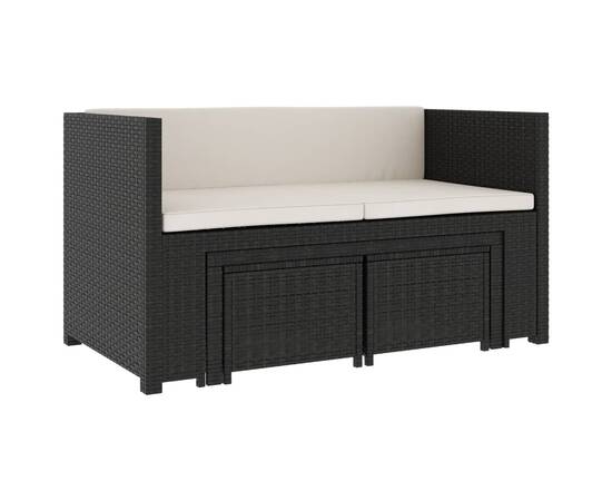 Set mobilier de grădină cu perne, 5 piese, negru, poliratan, 11 image