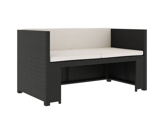 Set mobilier de grădină cu perne, 5 piese, negru, poliratan, 3 image