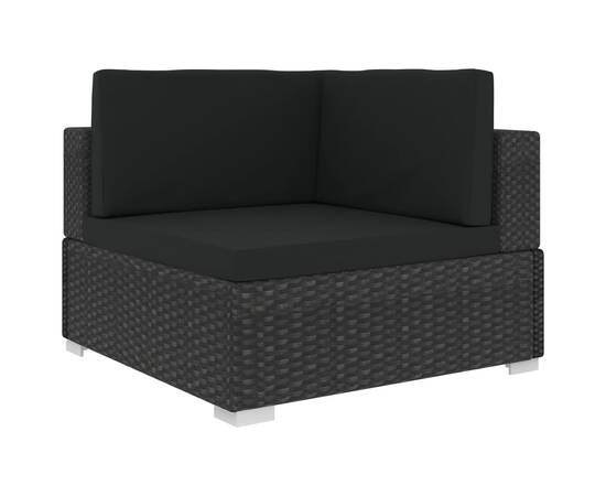 Set mobilier de grădină cu perne, 8 piese, negru, poliratan, 4 image