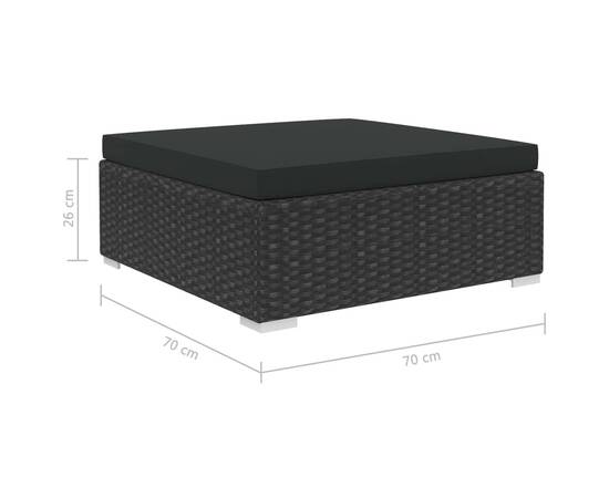 Set mobilier de grădină cu perne, 8 piese, negru, poliratan, 9 image