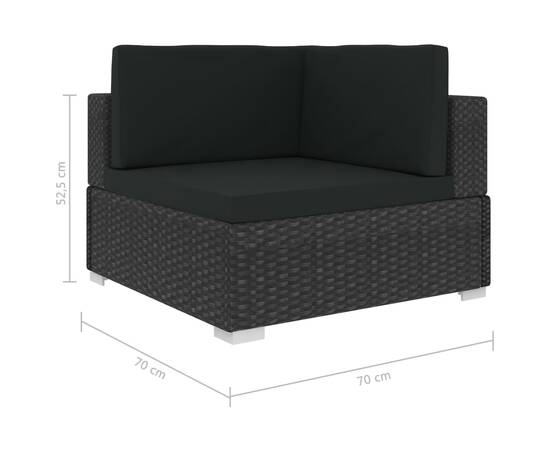 Set mobilier de grădină cu perne, 8 piese, negru, poliratan, 8 image