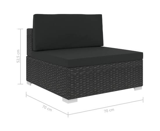 Set mobilier de grădină cu perne, 8 piese, negru, poliratan, 10 image