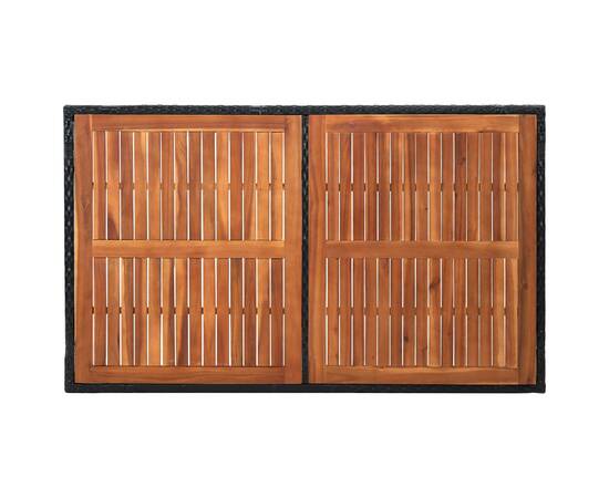 Set mobilier de exterior 7 piese negru poliratan lemn de acacia, 9 image