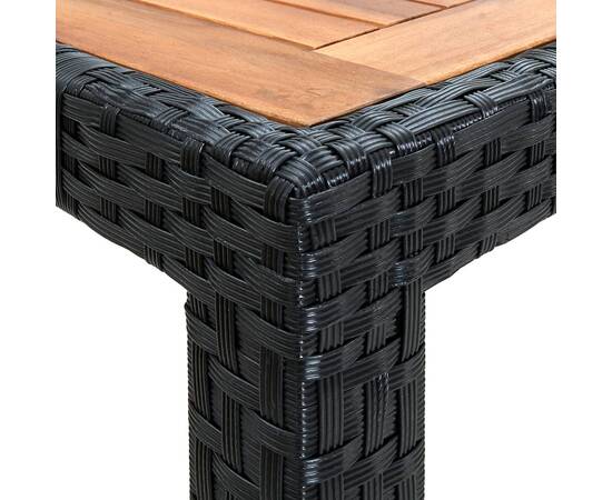 Set mobilier de exterior 7 piese negru poliratan lemn de acacia, 10 image