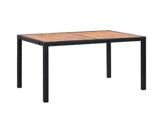 Set mobilier de exterior 7 piese negru poliratan lemn de acacia, 7 image