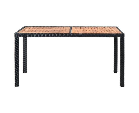 Set mobilier de exterior 7 piese negru poliratan lemn de acacia, 8 image