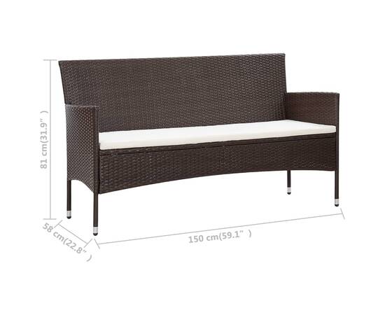 Set mobilier de grădină cu perne, 5 piese, maro, poliratan, 9 image