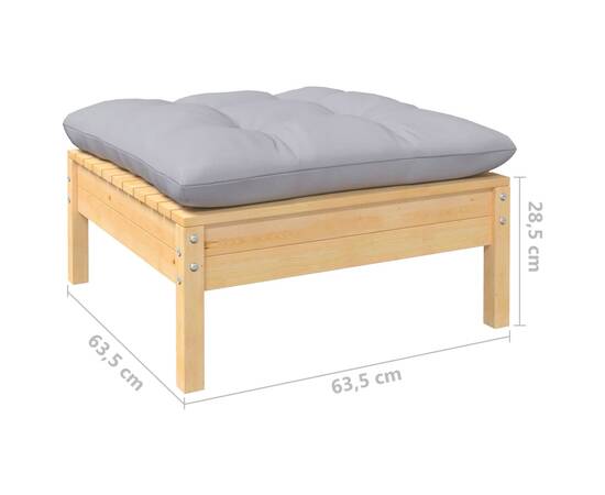 Set mobilier de grădină cu perne gri, 7 piese, lemn de pin, 9 image