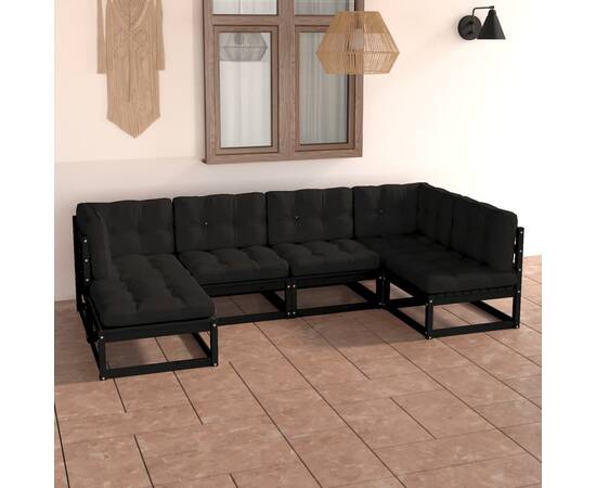 Set mobilier grădină cu perne, 6 piese, lemn masiv pin