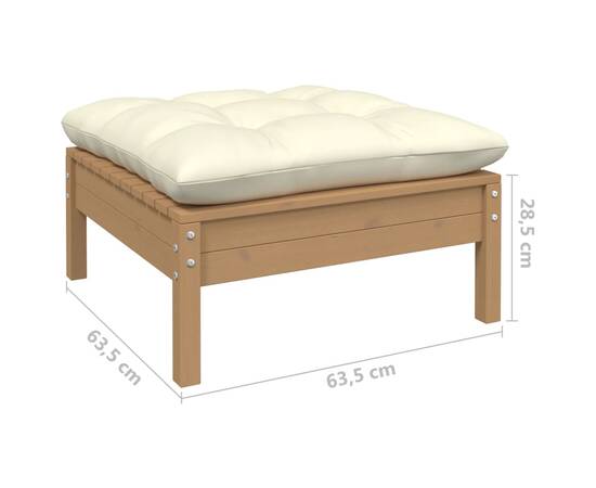 Set mobilier grădină cu perne crem, 5 piese, lemn de pin, 7 image