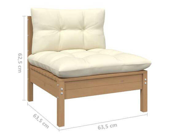 Set mobilier grădină cu perne crem, 5 piese, lemn de pin, 6 image