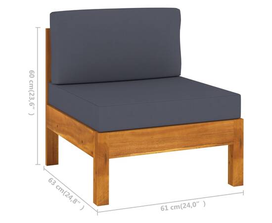 Set mobilier grădină perne gri închis, 9 piese, lemn acacia, 7 image