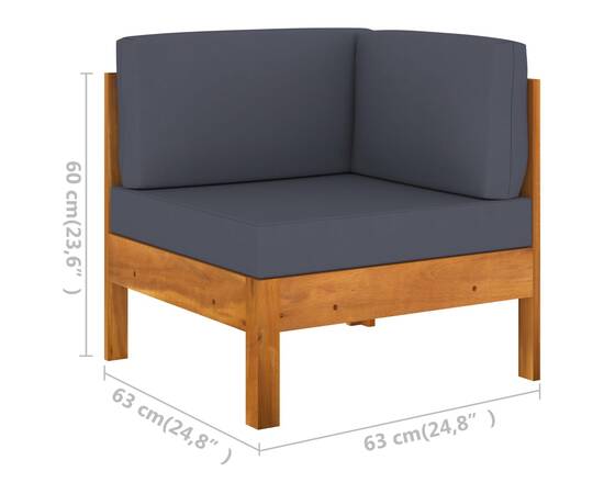 Set mobilier grădină perne gri închis, 9 piese, lemn acacia, 11 image