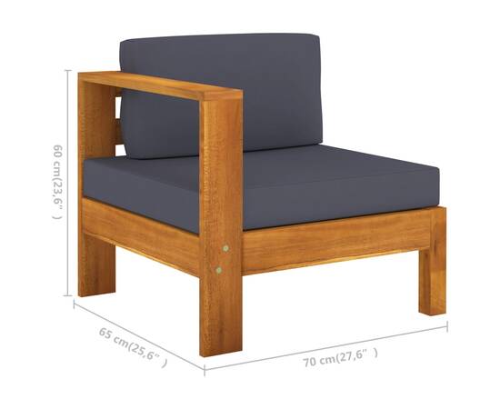 Set mobilier grădină perne gri închis, 9 piese, lemn acacia, 9 image