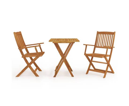 Set mobilier grădină pliabil, 3 piese, lemn masiv acacia, 2 image