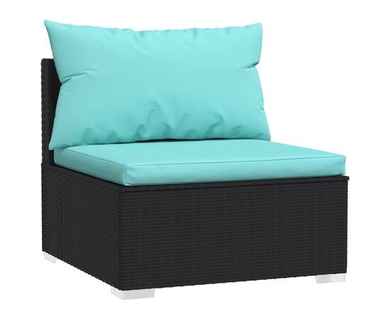 Set mobilier de grădină cu perne, 4 piese, negru, poliratan, 5 image