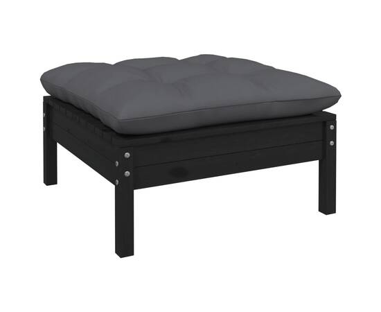 Set mobilier grădină cu perne, 7 piese, negru, lemn de pin, 6 image