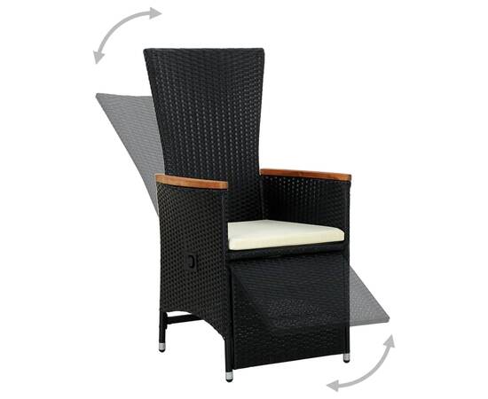 Set mobilier de exterior 7 piese negru poliratan lemn acacia, 5 image