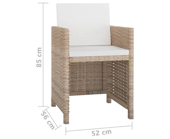 Set mobilier de exterior cu perne, 5 piese, bej, poliratan, 7 image