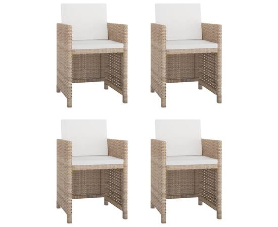 Set mobilier de exterior cu perne, 5 piese, bej, poliratan, 2 image