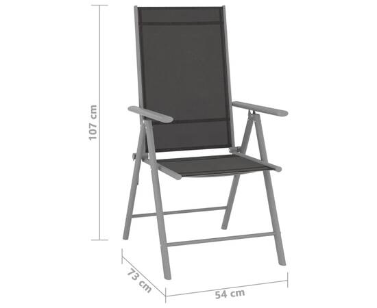 Set mobilier de grădină, 9 piese, negru și argintiu, 10 image