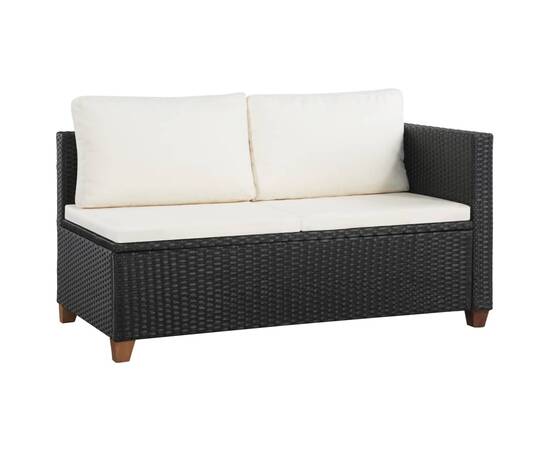 Set mobilier de grădină cu perne, 4 piese, negru, poliratan, 2 image