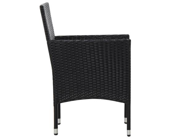 Set mobilier de grădină cu perne, 5 piese, negru, poliratan, 7 image