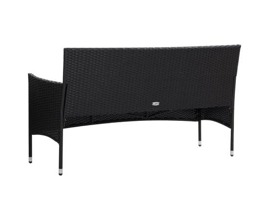 Set mobilier de grădină cu perne, 5 piese, negru, poliratan, 4 image