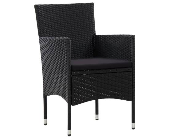 Set mobilier de grădină cu perne, 5 piese, negru, poliratan, 6 image