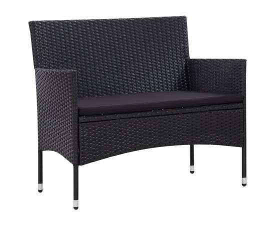 Set mobilier de grădină cu perne, 5 piese, negru, poliratan, 5 image