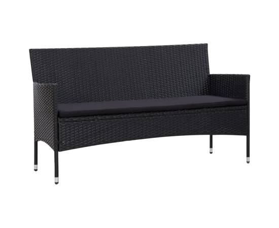 Set mobilier de grădină cu perne, 5 piese, negru, poliratan, 3 image