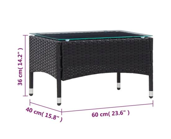 Set mobilier de grădină cu perne, 5 piese, negru, poliratan, 11 image