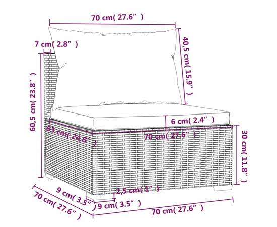 Set mobilier de grădină cu perne, 7 piese, negru, poliratan, 10 image