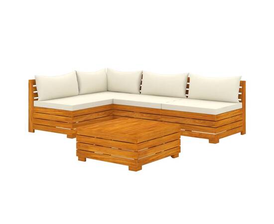 Set mobilier grădină cu perne, 5 piese, lemn masiv de acacia, 2 image