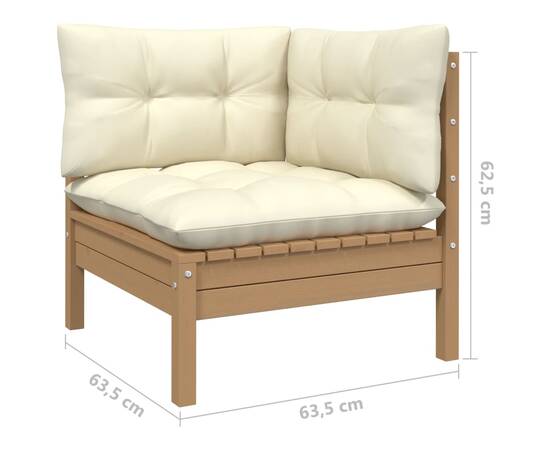 Set mobilier grădină cu perne, 9 piese, maro miere, lemn de pin, 7 image