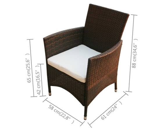 Set mobilier de exterior cu perne, 5 piese, maro, poliratan, 11 image