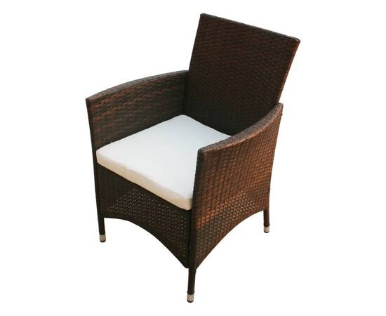 Set mobilier de exterior cu perne, 5 piese, maro, poliratan, 7 image