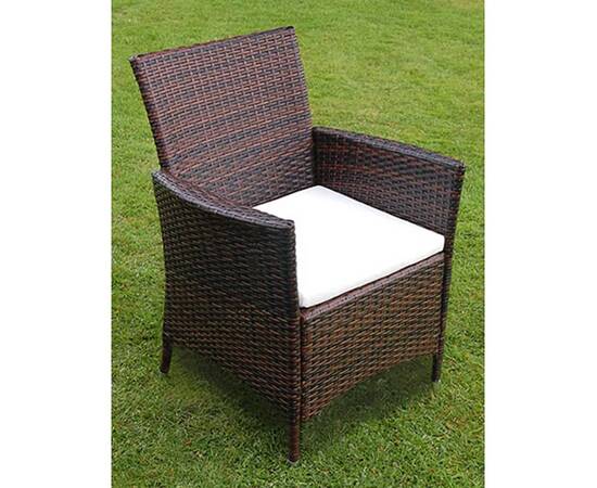 Set mobilier de exterior cu perne, 5 piese, maro, poliratan, 6 image