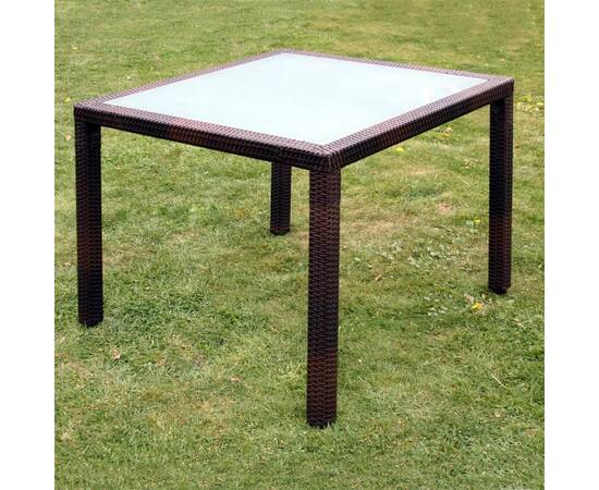 Set mobilier de exterior cu perne, 5 piese, maro, poliratan, 4 image