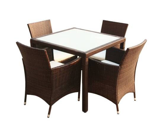 Set mobilier de exterior cu perne, 5 piese, maro, poliratan, 2 image